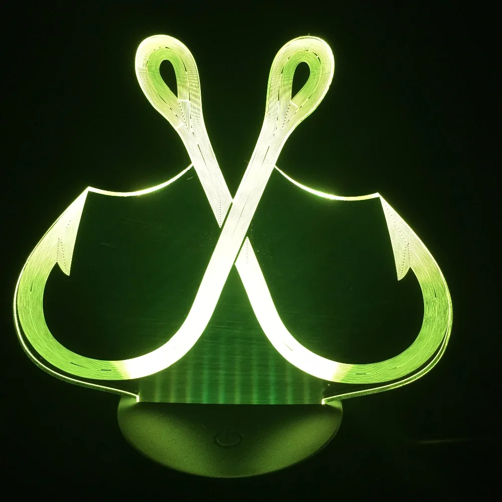 Новинка рыболовный крючок 3D акриловый Иллюзия светодиодный светильник USB