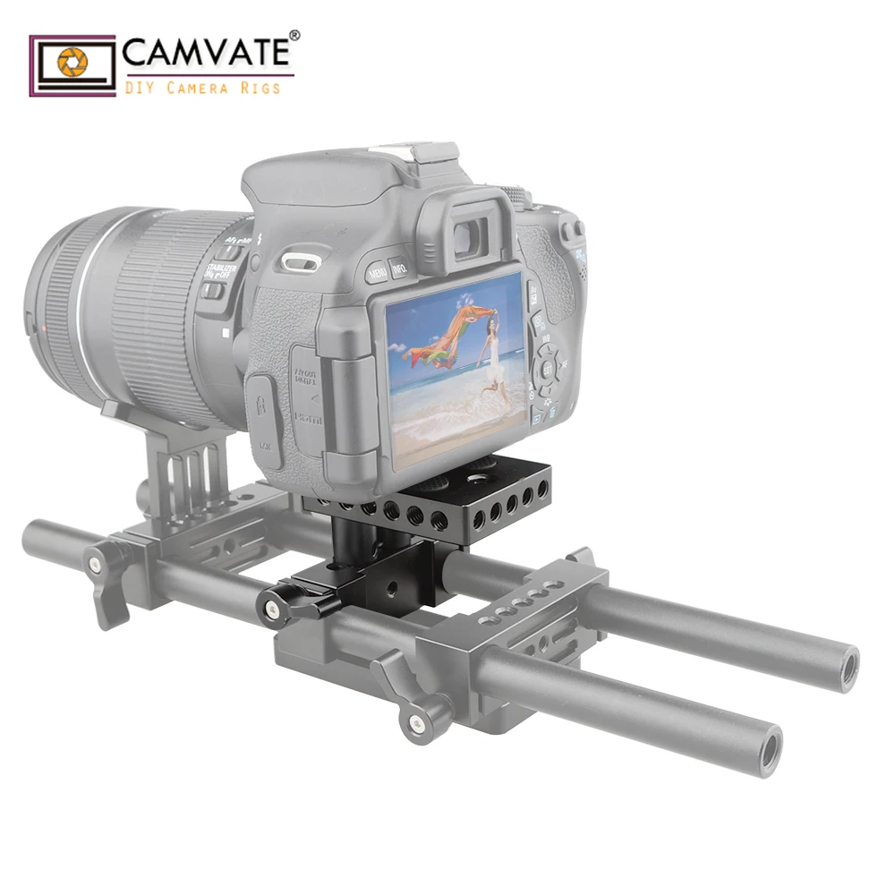 CAMVATE DSLR опорная пластина крепление w/Railblock высота Riser для 15 мм рельсовая штанга Система поддержки C1237 камера фотографии аксессуары