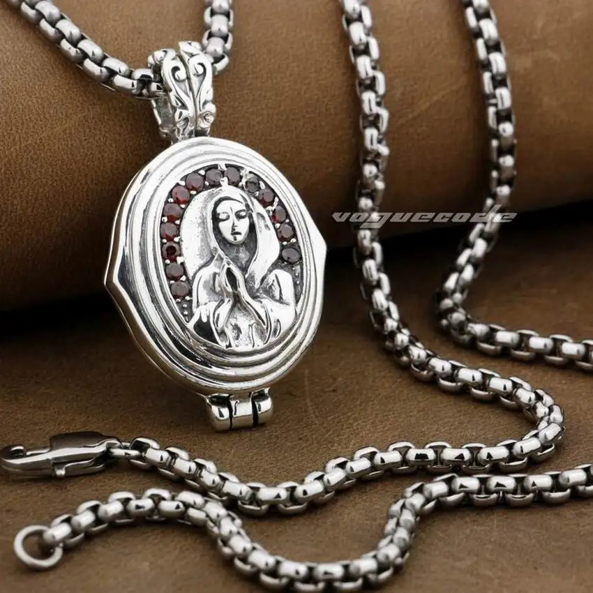 Мужская подвеска в стиле панк LINSION серебро 925 пробы открытая Дева Мария Иисус
