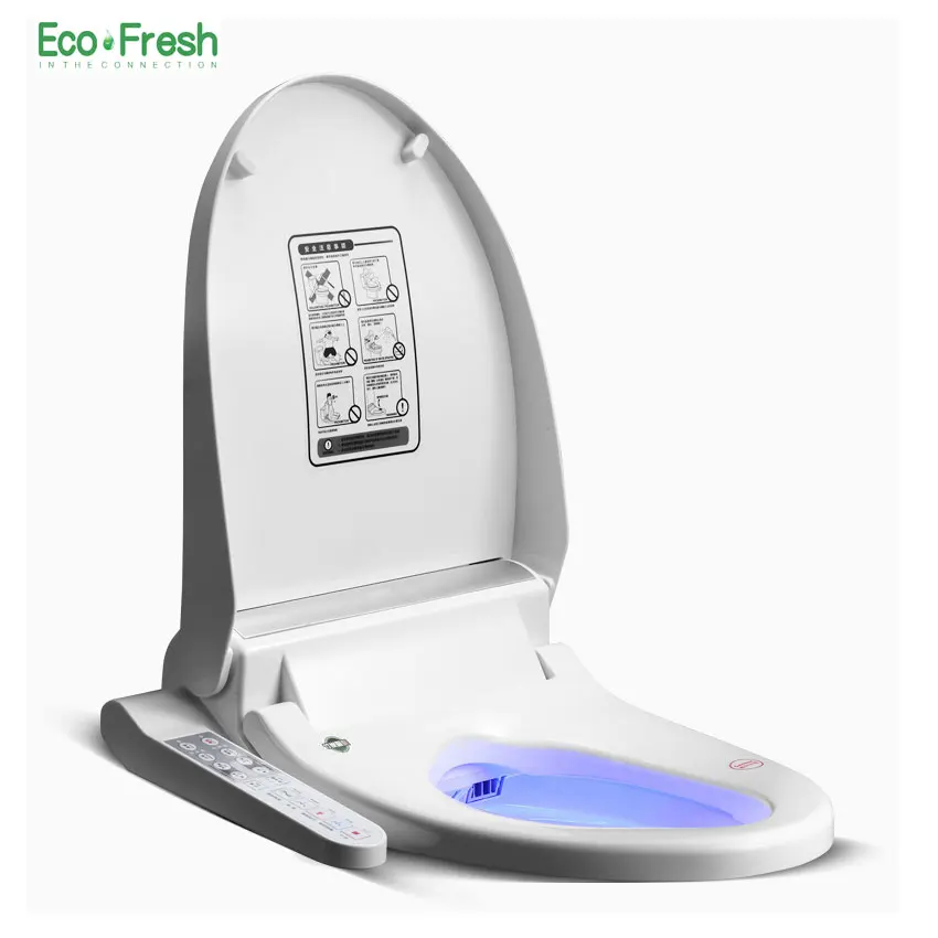 EcoFresh Смарт сиденье для унитаза электрическое биде интеллектуальное сиденье для унитаза с подогревом светодиодное освещение массажный уход для ребенка женщины - Цвет: Silver with Russian