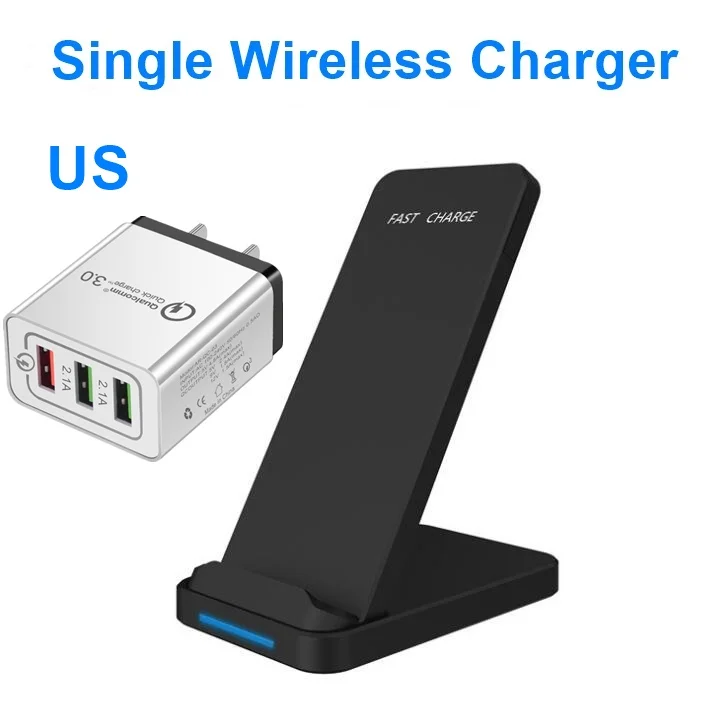 SingleUS Tongdaytech 10 Вт Qi Беспроводная зарядная подставка для Iphone 11X8 XR XS Max быстрая зарядная док-станция для Apple Airpods Watch 5 4 3 2 1 - Тип штекера: SingleUS
