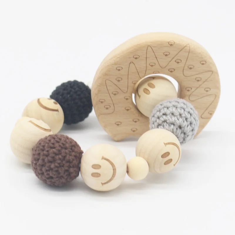 New Silicone Creative Star Puzzle Nursing Bracelets Wooden Teether Toys Gift Wood Beads Baby Toy Bracelet Teething Stick | Мать и ребенок