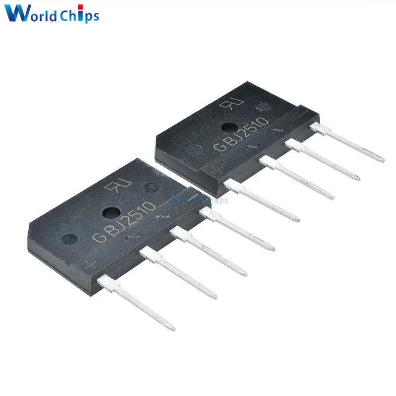 

10PCS GBJ2510 1000V 25A Diode Bridge Rectifier Single Phase Bridge Rectifier New Arrival