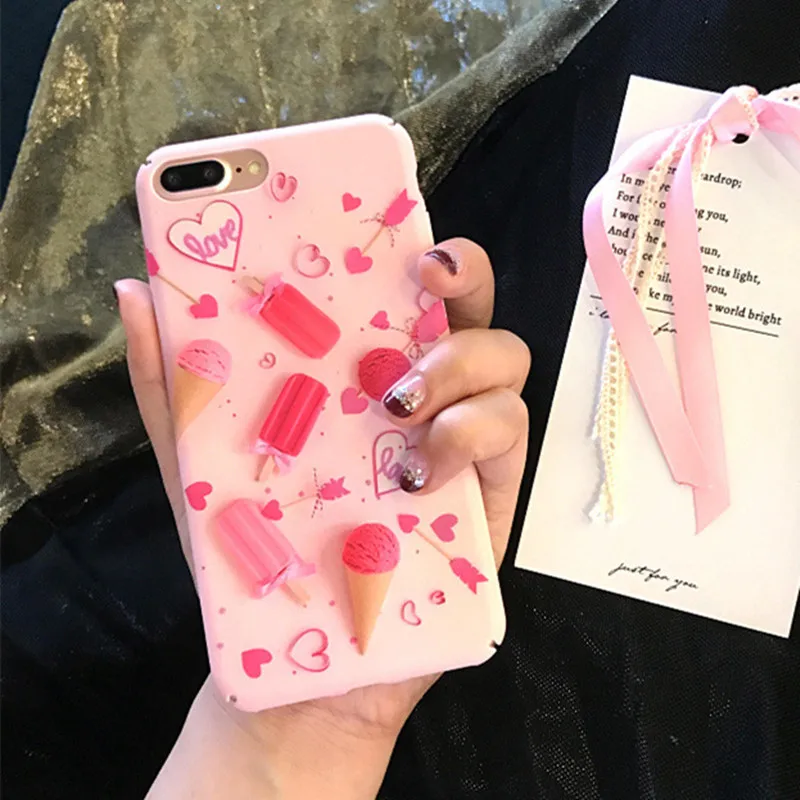 Милый розовый чехол для телефона в стиле девушки iPhone 7 8 Plus чехлы 6s 6 жесткая задняя