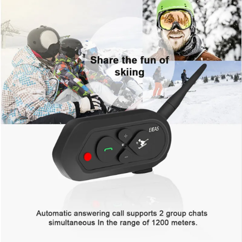 EJEAS SKI10 1200 м Bluetooth лыжный шлем гарнитура большая кнопка 500 мАч AUX Auo переподключение