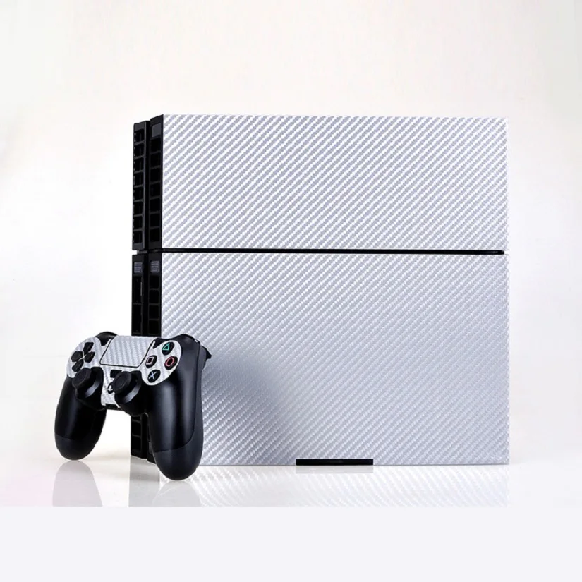 Серебристая Наклейка из углеродного волокна для PS4 и Виниловая наклейка Sony PlayStation