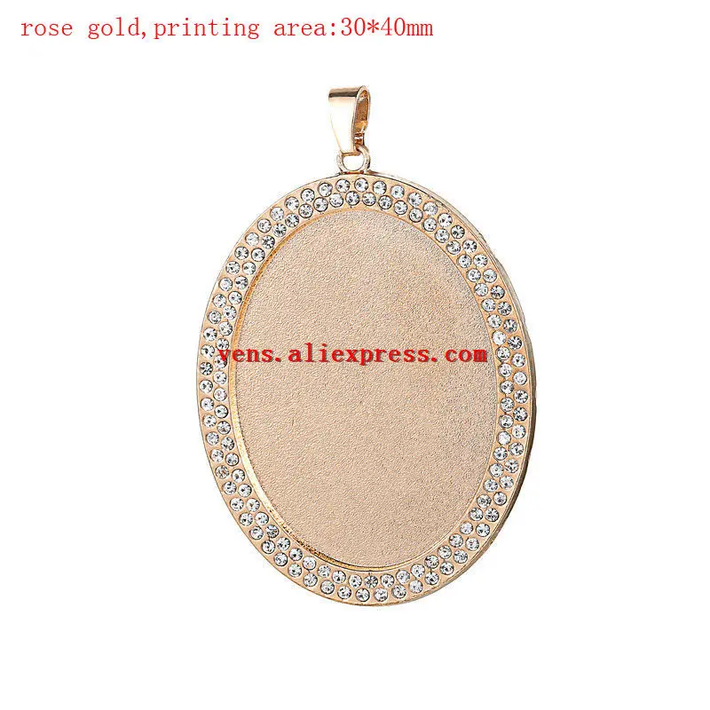 rose gold-30 40mm Сублимационные пустые Ожерелья Подвески со сверлом модные эллипс овальной формы женское ожерелье кулон ювелирные изделия 15 шт./лот - Окраска металла: rose gold-30 40mm