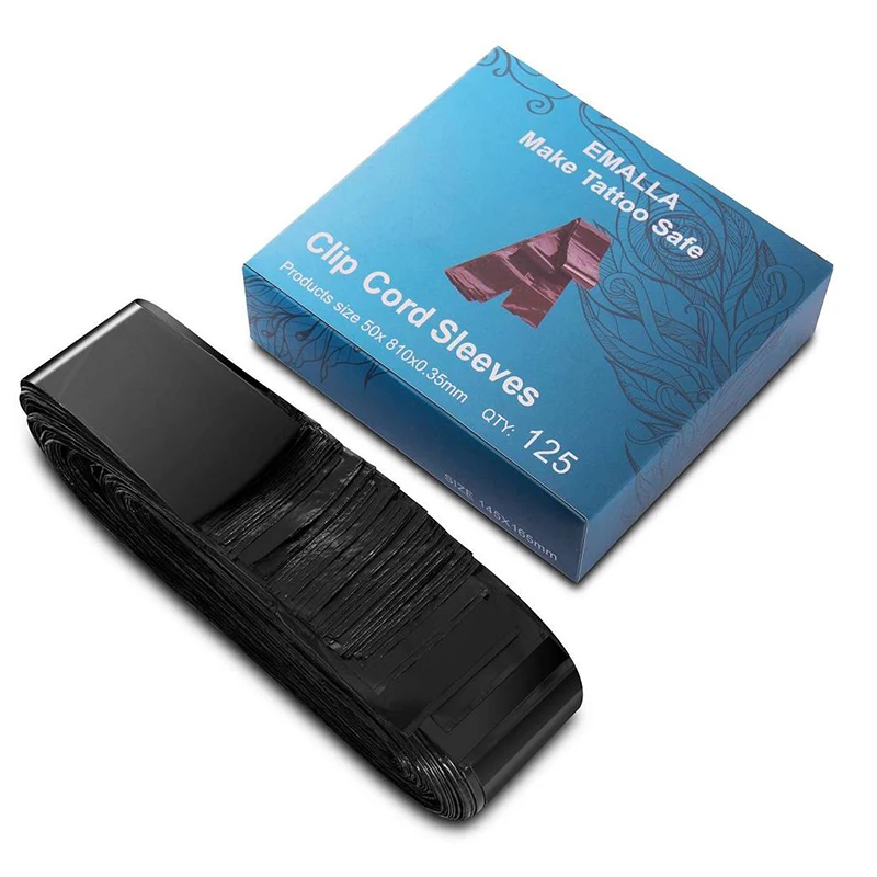 

Newest 0.35mm Thickness 125PCS Black Disposable Tattoo Clip Cord Sleeves Tattoo Clip Cord Covers Bags Tattoo Accessories