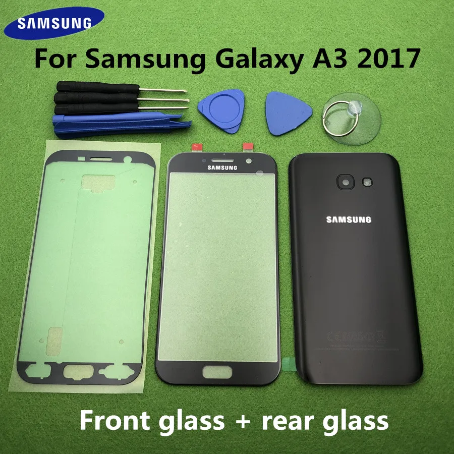 Оригинальный передний экран A3 стеклянный объектив для Samsung Galaxy 2017 A320 SM A320F задняя