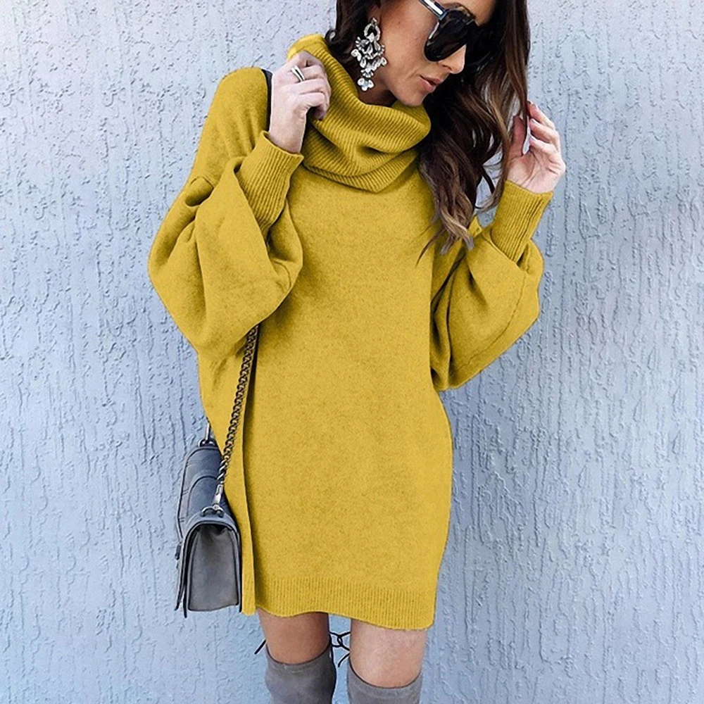 Women Autumn Winter Batwing Sleeve Cowl Neck Oversized Long Jumper Sweater Pullover | Женская одежда