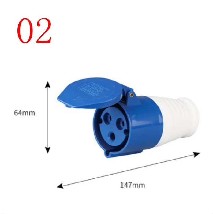 Розетки и гнезда для промышленных площадок Blue Range AC220V-250V 16 A 3 Pin IP44 2P + E |