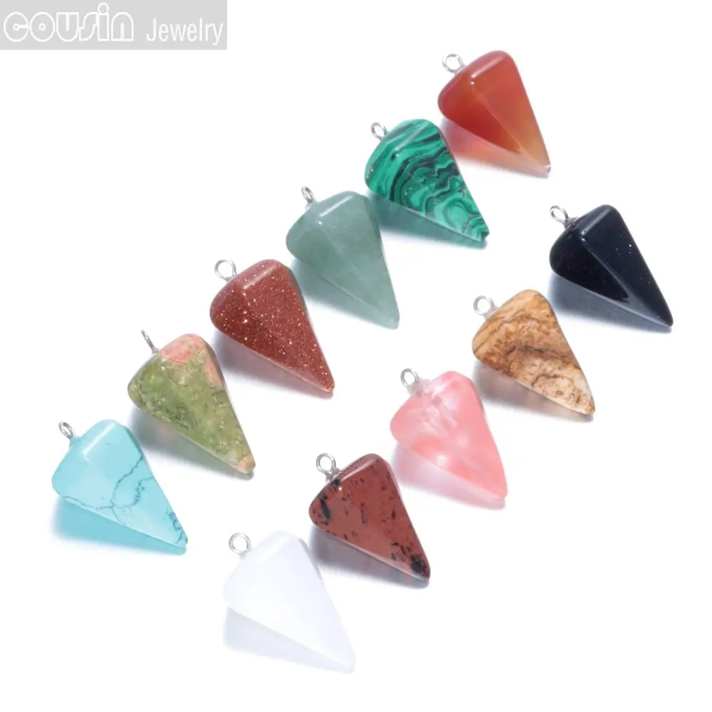 Горячая продажа натуральный камень Cystal Awl кулон с черным кожаным ожерельем