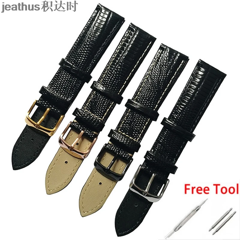 Ремешок Jeathus из натуральной кожи с тиснением под кожу аллигатора 18 20 22 мм|watch band|22mm