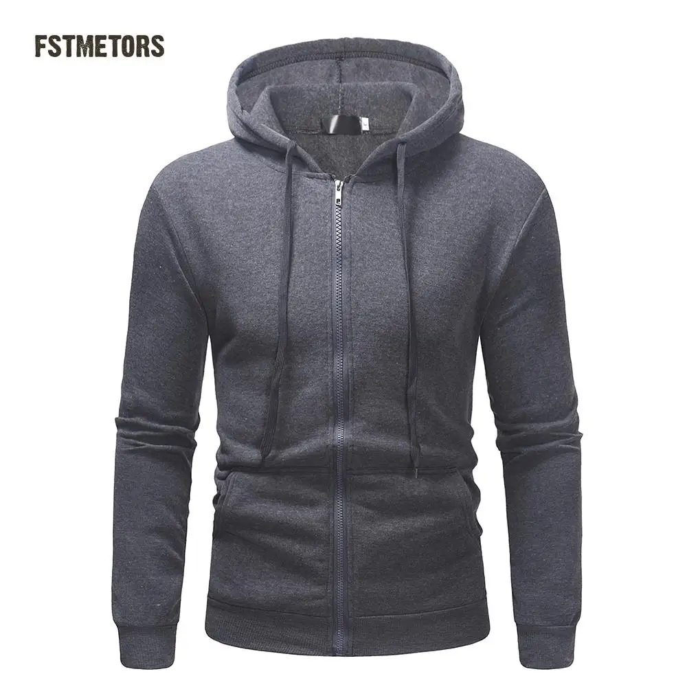 2018 Men's Hoodie Casual Solid Color Zipper Neutral Minimalist Fashion Sports | Мужская одежда