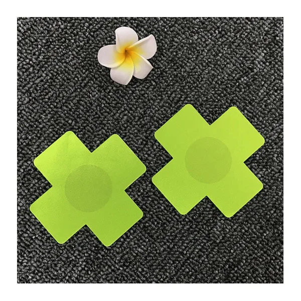 Yellow Green Горячая сексуальная опыт 7 пар(14 шт) печать 7 цветов выбор Крест/х Одноразовые самоклеющиеся наклейки ниппель крышка - Цвет: Yellow Green