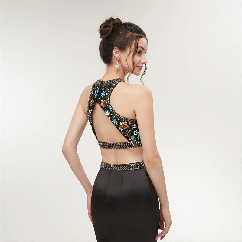 Черные вечерние платья Forevergracedress из двух частей 2019 сексуальные русалки с бисером