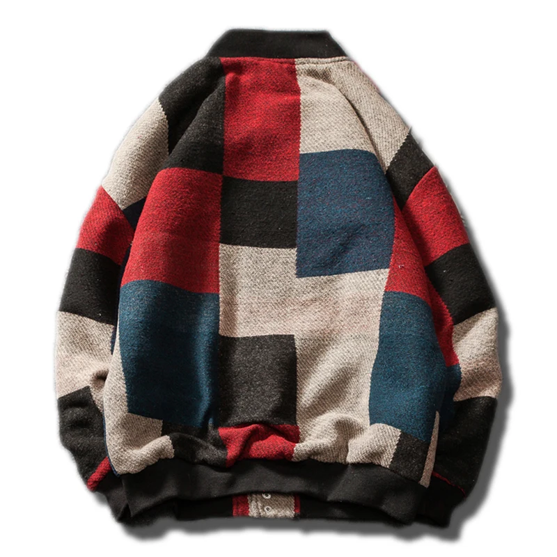 Мужская шерстяная куртка бомбер INS корейский Клетчатый в стиле Харадзюку зимнее
