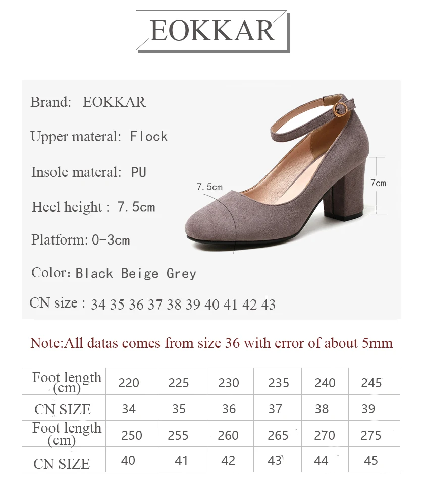 Женские туфли лодочки из флока Eokkar 2019 женская обувь на платформе с пряжкой