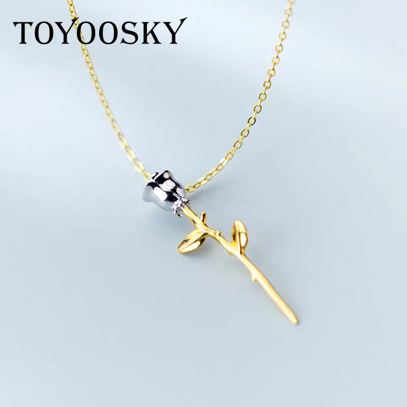 Женское ожерелье с подвеской в виде Розы TOYOOSKY серебро 925 пробы вечный цветок