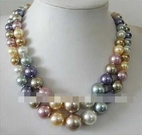 2 row 8 14mm south sea multicolor shell pearl necklace 17 18