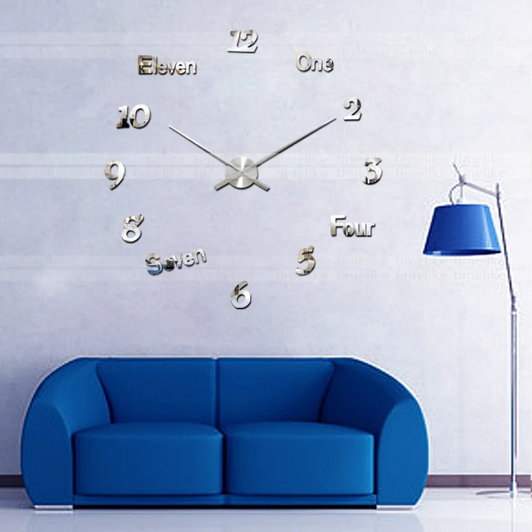 Большие 3D настенные часы большой размер Домашний Декор DIY кварцевые стикеры Часы