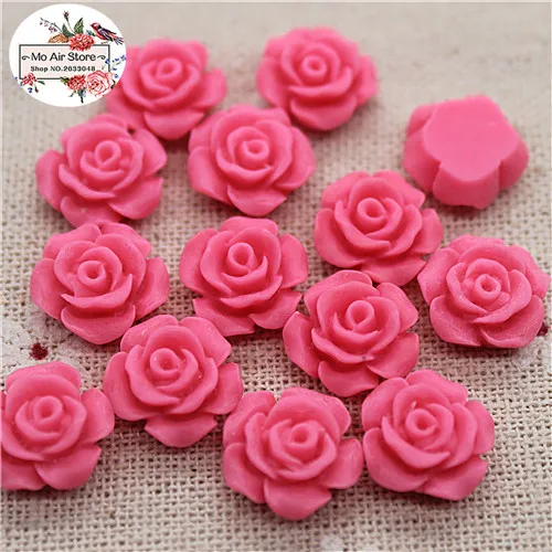 hot pink 50pcs Разноцветный Цветочный Кабошон в винтажном стиле из смолы с плоской задней поверхностью для украшения своими руками/украшения для телефона без отверстий 50 шт 13 мм - Цвет: hot pink 50pcs