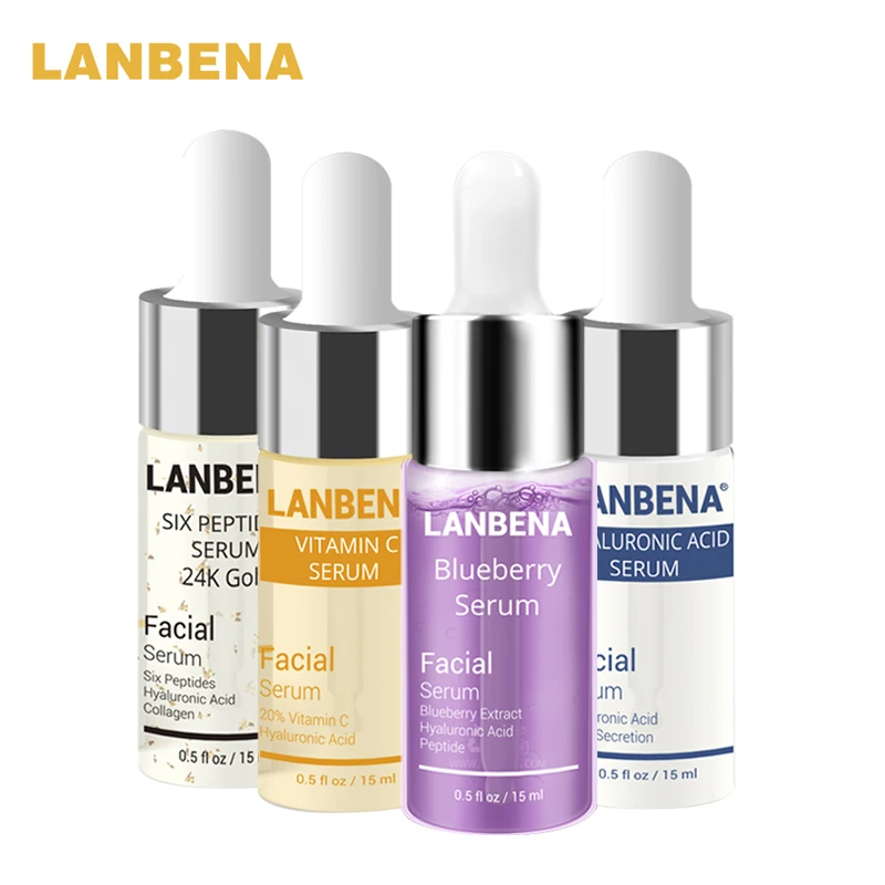 LANBENA черника + Гиалуроновая кислота витамин С 24K золото шесть пептидов Сыворотка