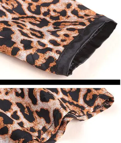 Tenglongwl Шифоновая блузка Для женщин Лето LEOPARD отложным воротником блузки рубашка с