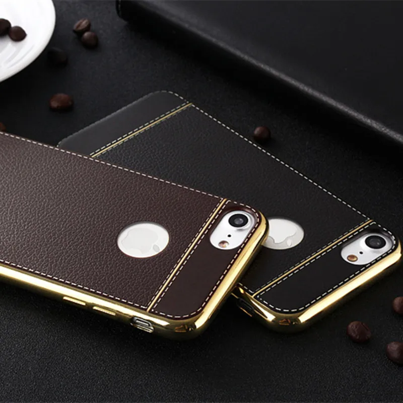 Позолоченный чехол для iPhone 6 6S 7 Plus 8 5 5S SE с 3D тиснением личи из ТПУ чехлы телефонов