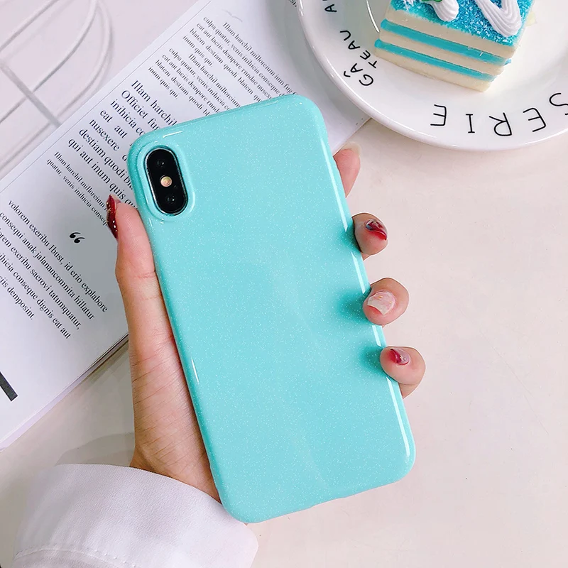 Чехол для iphone x xs max xr блестящий эпоксидный силиконовый чехол 6 6s 7 8 plus простой цвет