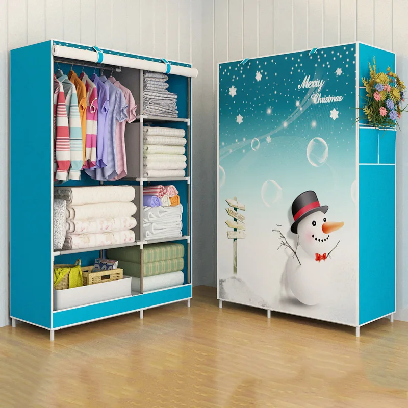 

Magic Folding Simple Storage Wardrobe Bold Stainless Steel Pipe Thickened Non-woven Wardrobe Storage Assembly Combination