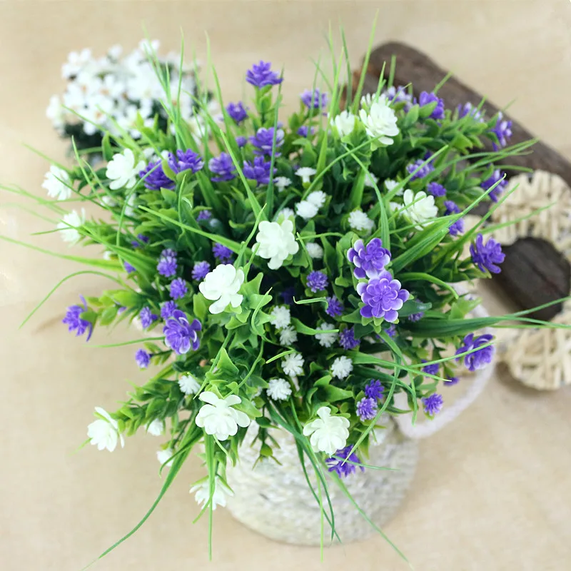 Flone искусственный гипсофиловый цветок пластиковый букет с яркой травой
