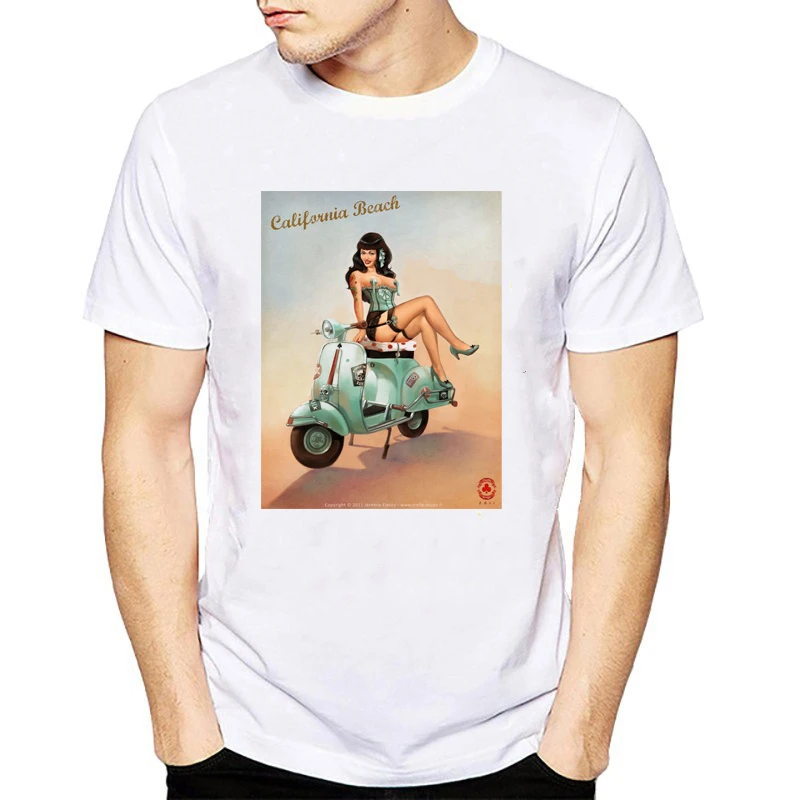 Винтажная Футболка Vespa Girl Riders для мужчин мотоцикл футболка с изображением scooter