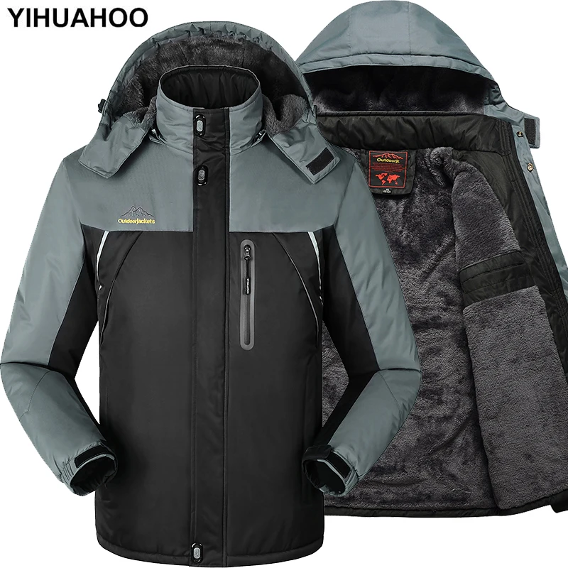 YIHUAHOO зимняя куртка мужская 7XL 8XL 9XL Повседневная Толстая Теплая Флисовая парка