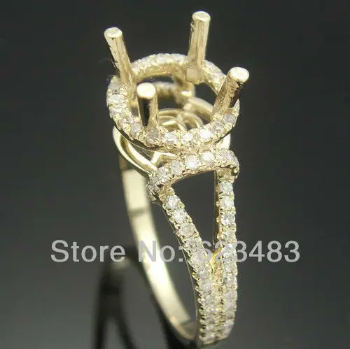 Кольцо обручальное из желтого золота с натуральным бриллиантом 14 к 8 мм|semi mount