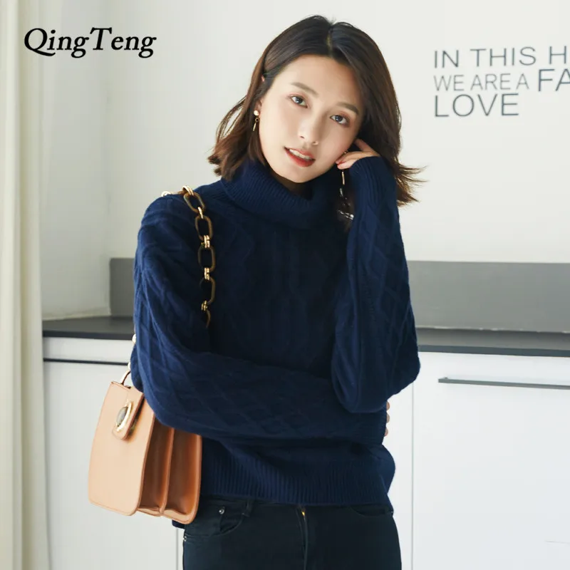 Christmas Sweater Women Winter Cashmere Cable Knit Jumper Pullover Female High Quality Knitting Brand Wool Thick Turtleneck | Женская