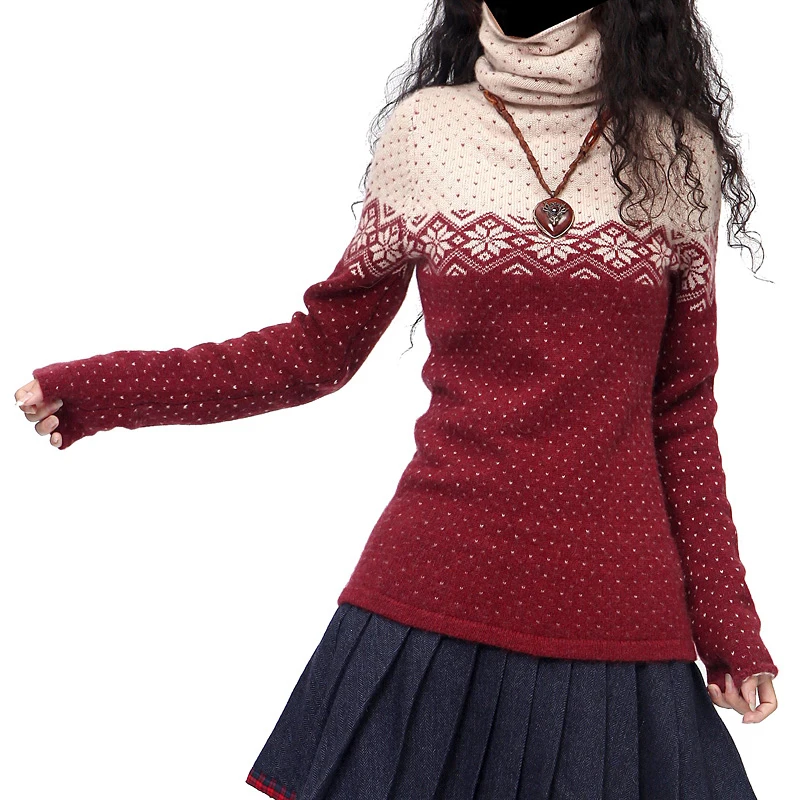 Women's Autumn Winter Turtleneck Cashmere Sweaters And Pullovers Women Vintage Gradient Knitted Sweater Ladies Thick Warm Jumper | Женская