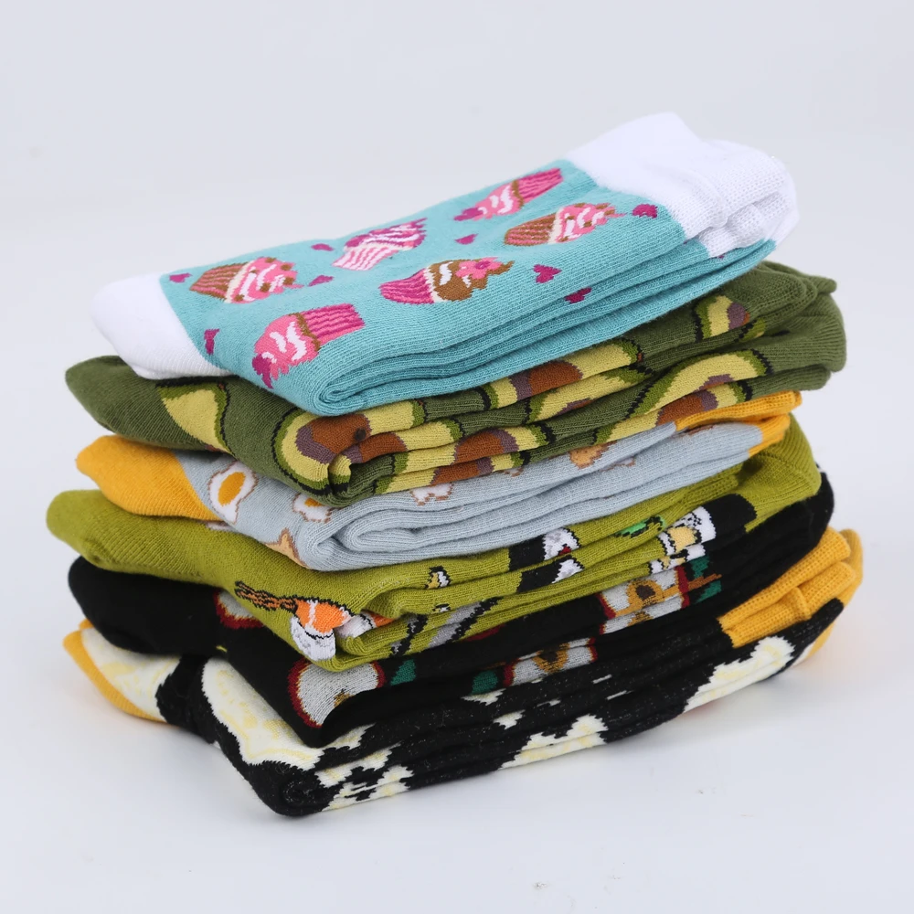 Модные Мультяшные милые носки Modeager для суши торта хлеба авокадо женские с едой