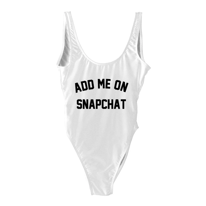 Женский купальник с надписью ADD ME ON SNAPCHAT сексуальный цельный для лета maillot de bain femme