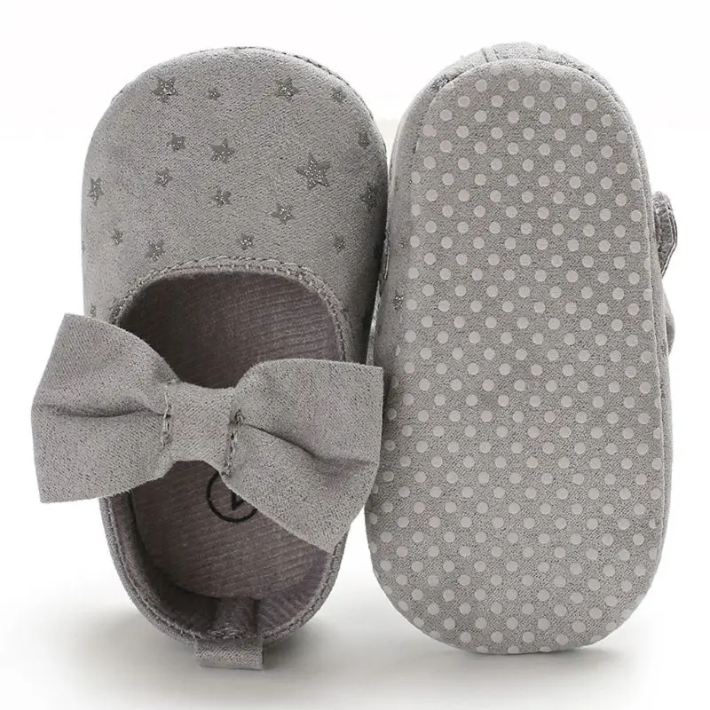 

Newborn Baby Girl Flower Sneakers Toddler Cotton Bow Casual Shoes Infant Little Girls Princess Sequin Stars Leather Shoes 0-18Ms