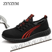 zyyzym men work safety boots summer outdoor steel toe shoes men puncture proof protective man safety shoes indestructible shoes