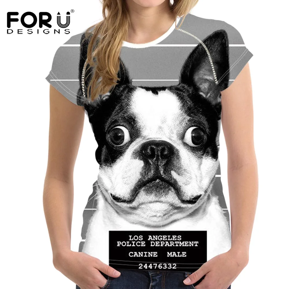 Женская футболка с коротким рукавом FORUDESIGNS мягкая женская французским бульдогом