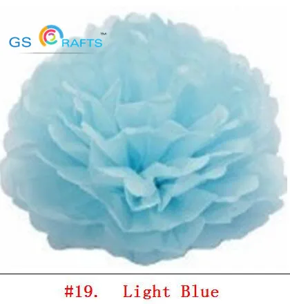 19 light blue 15 шт. Папиросные бумажные помпоны смешанного размера бумажные Цветочные шары для дня рождения, вечеринки, свадьбы, детского душа, украшения для свадебного праздника - Цвет: 19 light blue