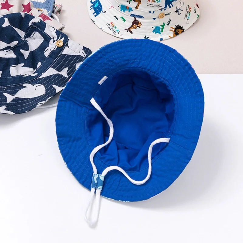 Summer Children Cotton Cartoon Bucket Cap For Boys Printing Floral Baby Girls Sun Hat Flower Kids Bonnet