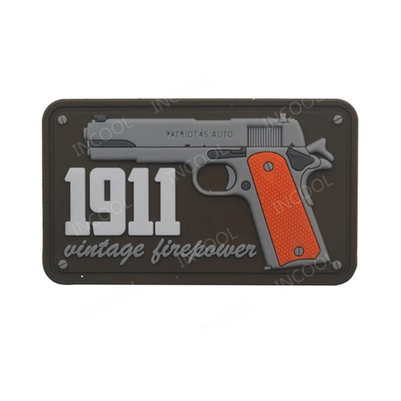 1911 Винтаж огневой мощи 3D ПВХ патч военный тактический пистолет резиновый
