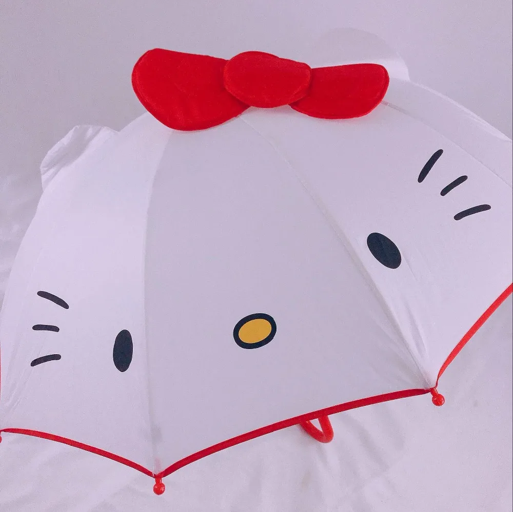 Милый мультяшный детский аниме-зонтик hello kitty, креативный длинный детский зонтик для мальчиков и девочек, детский студенческий белый зонтик