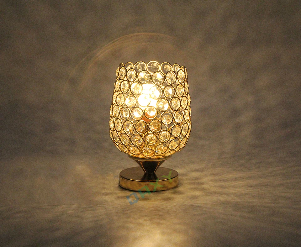 Included 12w LED Bulb E27 Cup-shaped Table Light With Clear Crystal Plated Plated Gold Bedside Desk Lamp Bedroom Lighting[T8558]