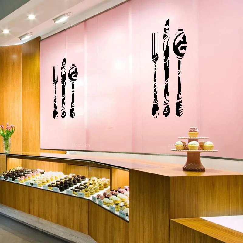 Настенные кухонные наклейки с ложкой вилкой и ножом для хлебопекарного магазина
