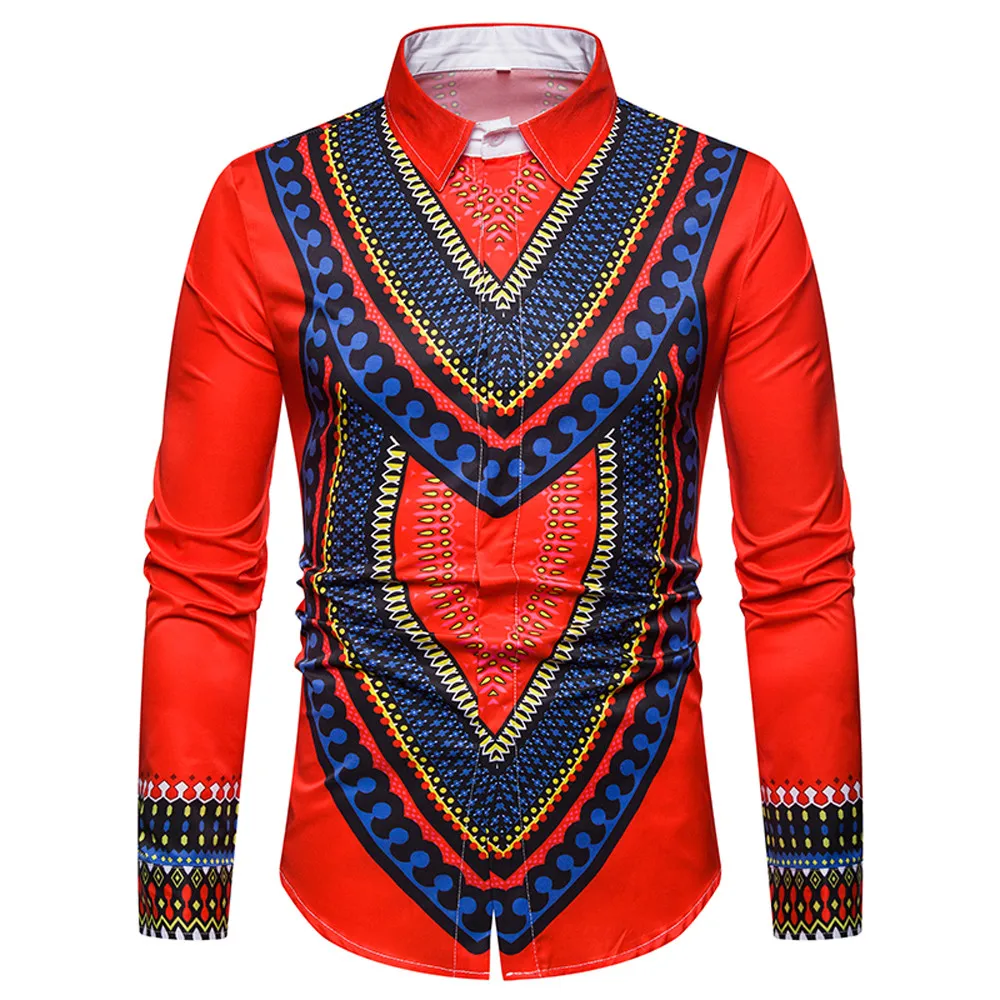 Рубашка Dashiki мужская с длинным рукавом модная Роскошная блузка Африканским