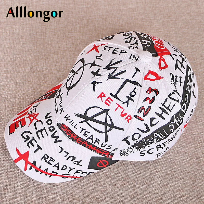 Бейсболка с граффити мужская женская шляпа лето Snapback надпись: Hip Hop Gorra Hombre Casquette Femme корейский стиль Кепка s Белый Черный